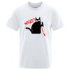 Unisexs Tshirt High Quality Cotton Blend Funny Knife Cat Printed Casual Loose Cool Streetwear for Unisex TShirt Oneck Male Top Tee