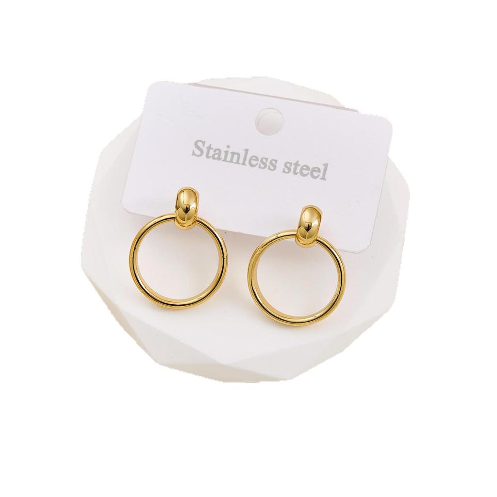 Retro Minimalist Metal Round Earrings - European & American Style