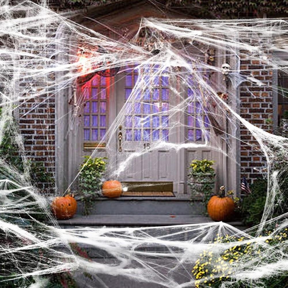 Gothic Style Stretchy Spider Web Cotton Scary Spider Web Decor Kit Haunted House Props