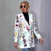 European & American Women's Mid-Length Printed Casual Blazer - Spring/Autumn 2024 Fashion