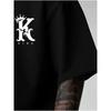 European Size Men's Loose Fit White KING Letter Print T-Shirt , Breathable Casual Sport Crew Neck Short Sleeve, Striking Black and White KING Graphic