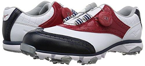 Mizuno Nexlite 003 Boa Spike Golf Shoes, 3E, Women's, White, Red, and Navy, Size 230 (23cm)
