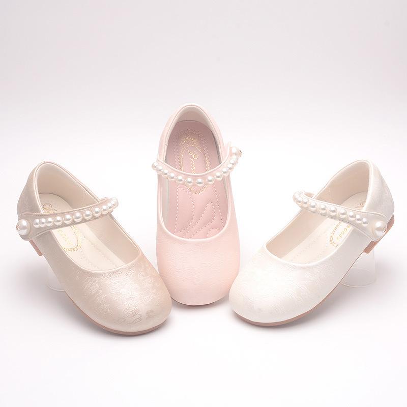 Spring and Autumn New Style Girls' White Leather Shoes, Children's White Shoes, Flower Girl School Uniform Photography Dress Shoes, Little Girls'