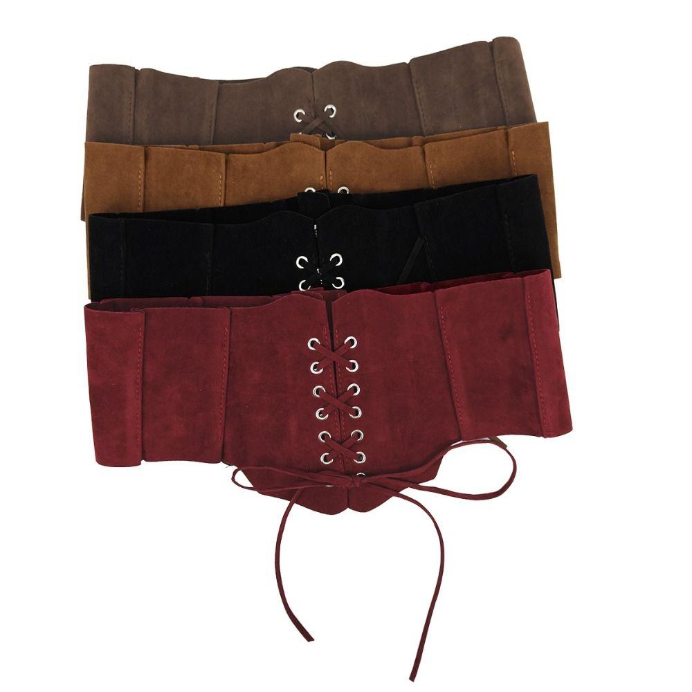 Adjustable Brown Cummerbunds PU Leather Western Cowboy Belt Fashion Suede Wide Belt  Ladies