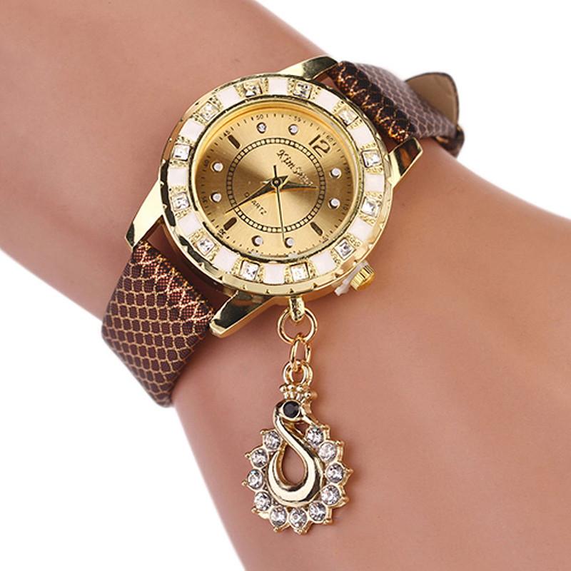 Elegant Kimseng Women's Quartz Watch With Swan Pendant Stylish Design And Unique Colors