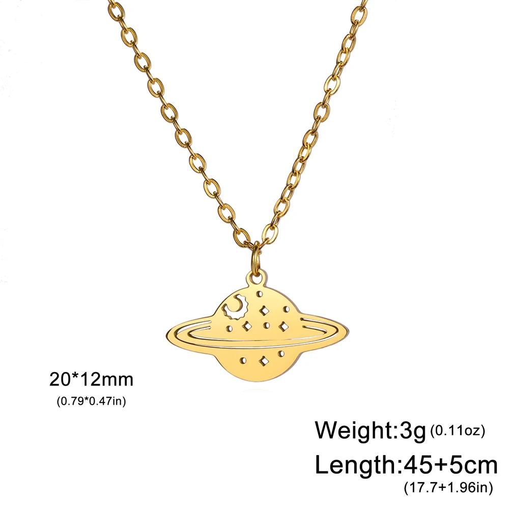 Collana Girocollo Cazador Trendy Pianeta Saturno Universo per Donna Acciaio Inossidabile Catena Collo Gioielli Regalo di Compleanno