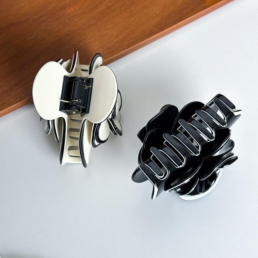 Medium Stylish Size Acetate Hair Clip Featuring Delicate Camellia Flower For Women Fashionable