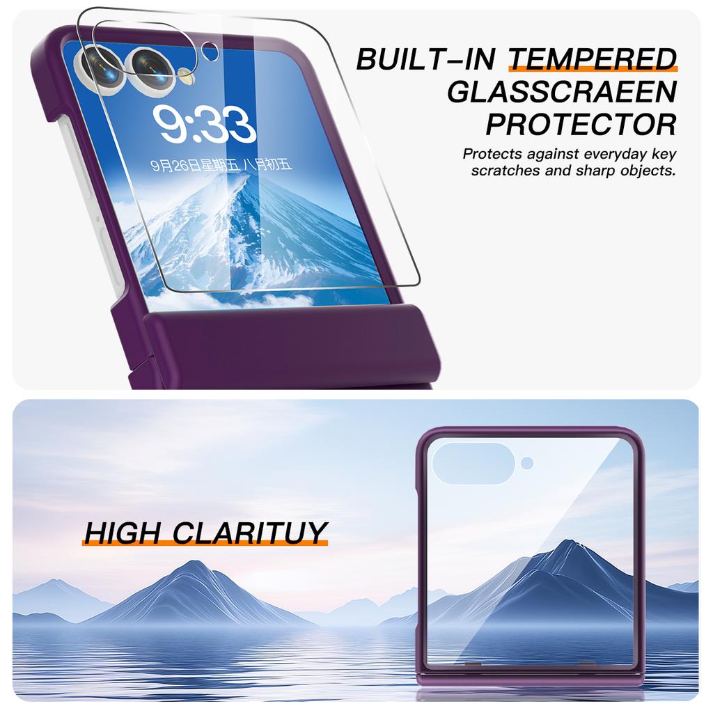 For Samsung Galaxy Z Flip7 5G Case Hinge Protection Hard PC Phone Cover Built-In Screen Film