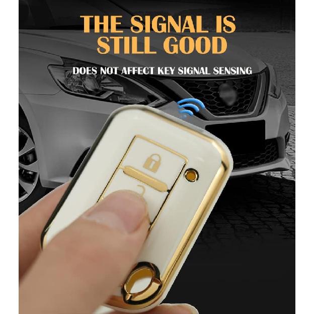 HIBEYO Key Fob Cover For Mitsubishi Eclipse Cross Outlander Sport Mirage G4 Lancer 2016- Key Case Cover For Mitsubishi Accessories With Keycha Smart