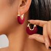 Autumn and Winter Retro Flocking Geometric Round U-shaped Earrings