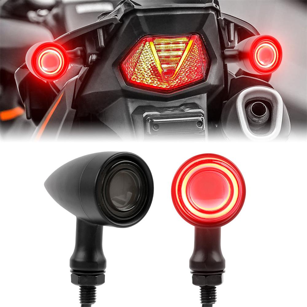 Furulu Motorcycle LED Bullet Blinker Red Brake Turn Signal Tail Light Universal