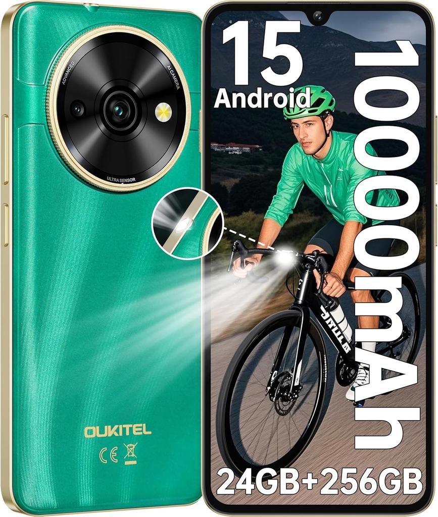 OUKITEL C59 Pro Unlocked Cell Phone Android 15-6.88”HD+ Screen 10000 mAh Battery 24GB +256GB Expand 1TB Mobile Phones with 120LM Flashlight