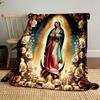 "Virgin Mary with Golden Roses" Patterned Blanket, Flannel, Suitable for All Seasons, Home Decor, Warm and Cozy
