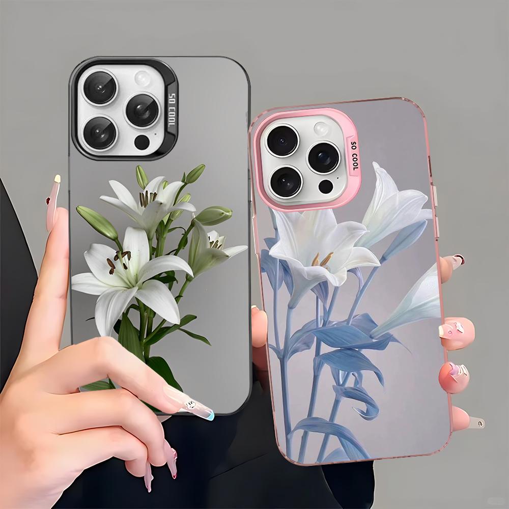 Lily Flowers Phone Case For iPhone 16 15 14 13 12 11 Pro Max X XR XSMAX 8 7 Plus Matte Shockproof Back Cover