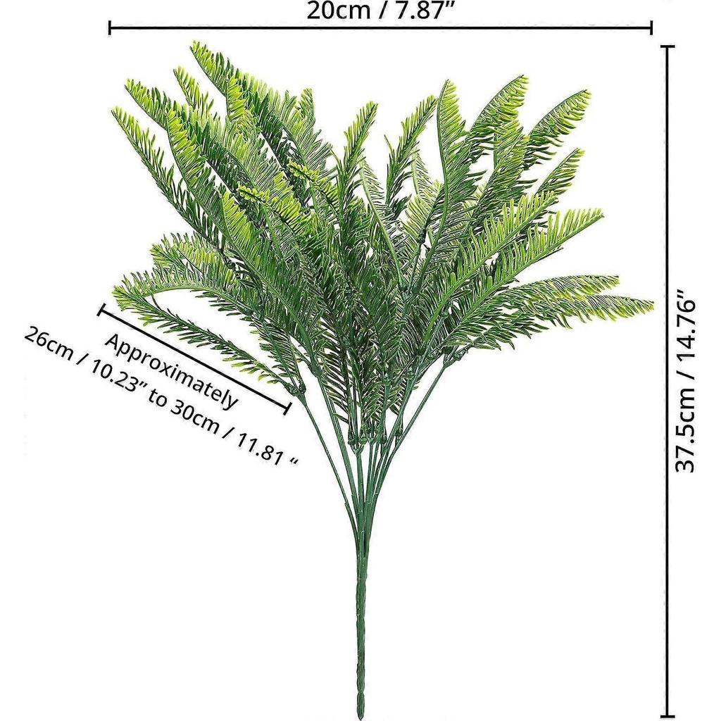 Artificial Fern (Set of 6) - Indoor/Outdoor Artificial Plant - Artificial Foliage for Living Room, Garden, Wedding Decoration, Office, Zen Bathroom De