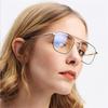 Double Beam Anti Blue Light Square Prescription Glasses For The Nearsighted Vintage Metal Myopia Spectacles -0.5 -0.75 To -6.0