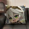 Bennett Cute Genshin Impact Cushion Cover Natural Linen Organic Fabric Double-Sided Printing Sofa Home Decor Gift Pillow Case