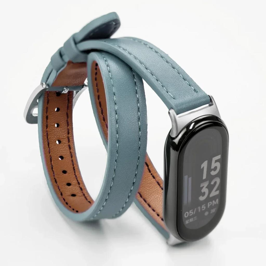 For Mi Band 8 Strap Leather Band For Xiaomi Mi Band9 Wrist Strap Correa Watch Replacement Miband8/9 NFC Sports Bracelet Pulseira