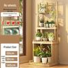 Solid Wood Multi-Tier Plant Stand with Hanging Basket