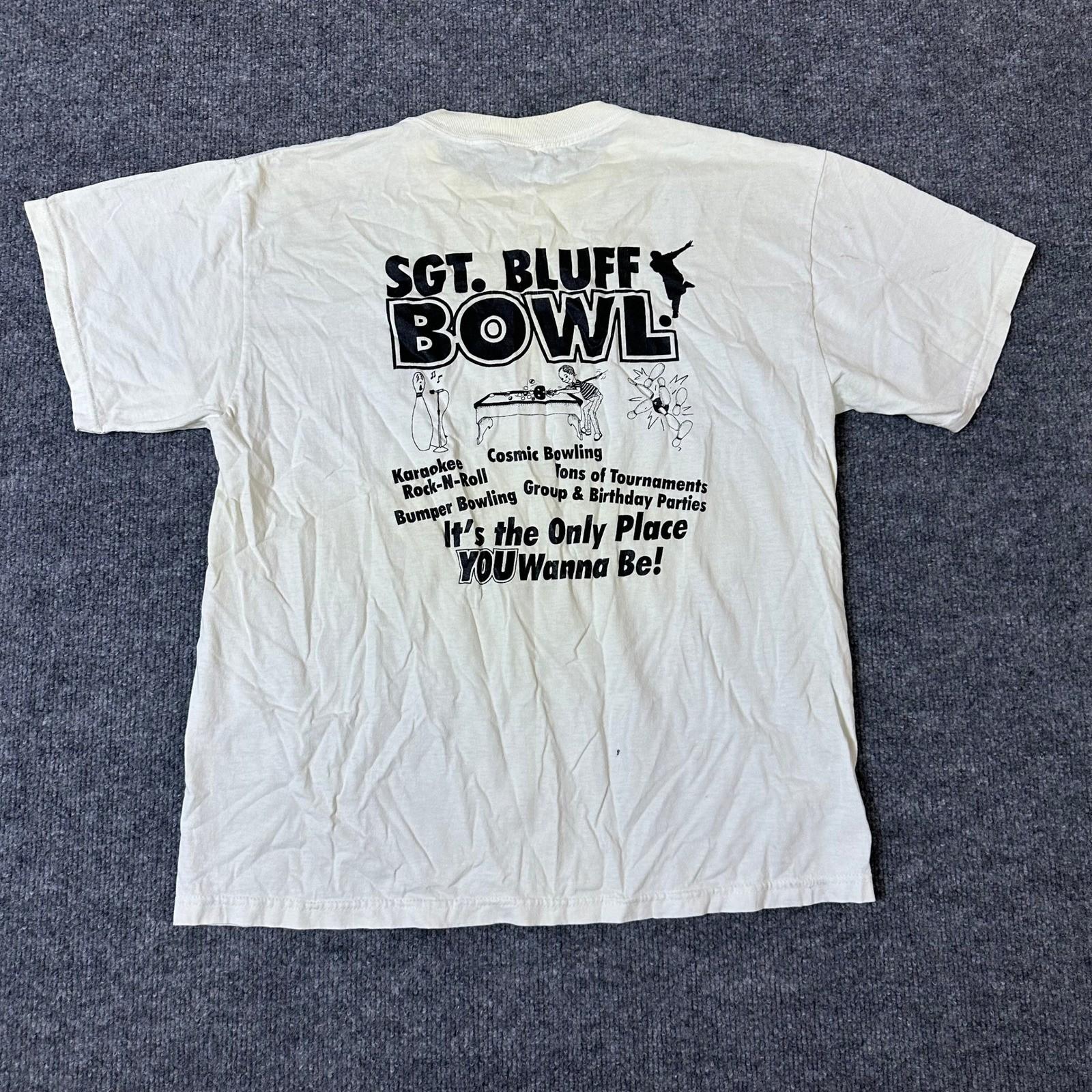 Fruit of the Loom T-Shirt Mens Size L White Sgt Bluff Bowl Graphic Short Sleeve XL