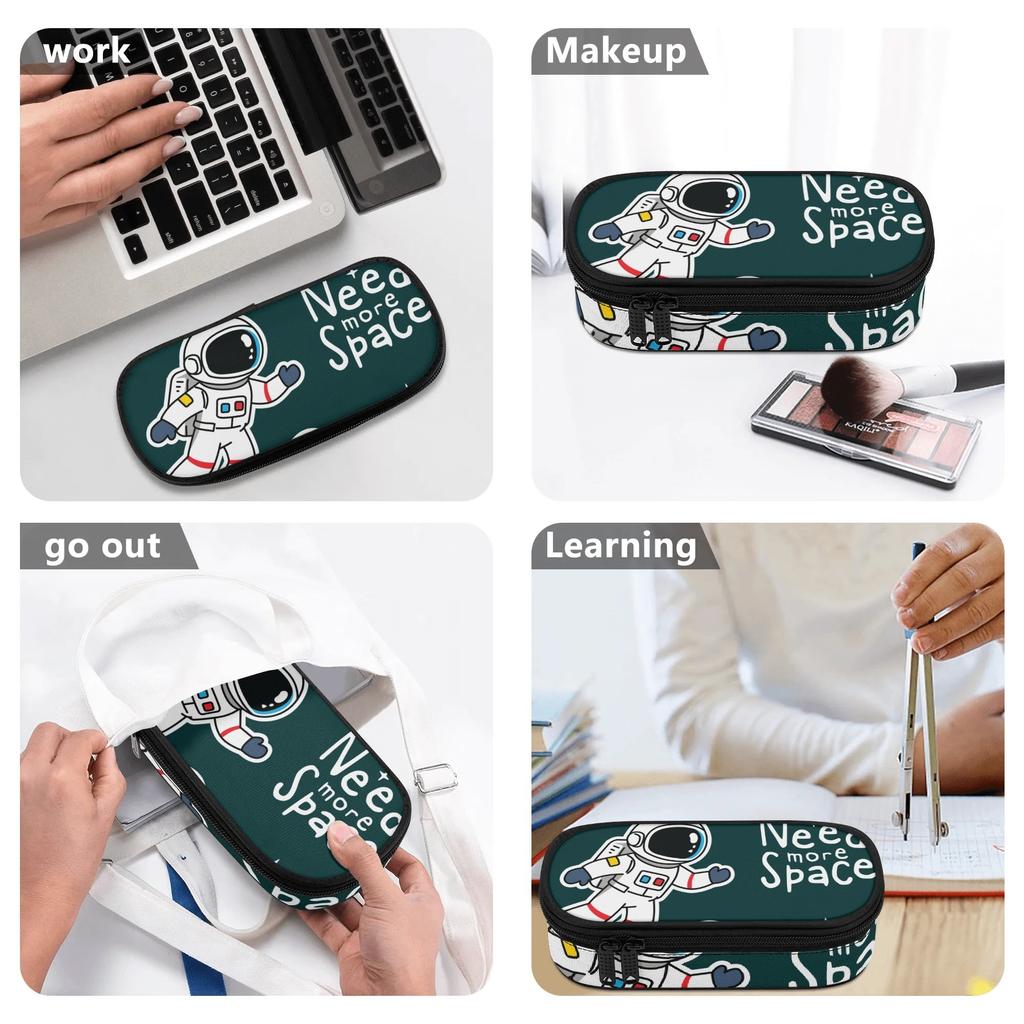 Pen Case Easy Open Zipper Spacious Interior 300D Polyester with Mesh Pocket Removable Divider and Pen Slots for Student Stationery