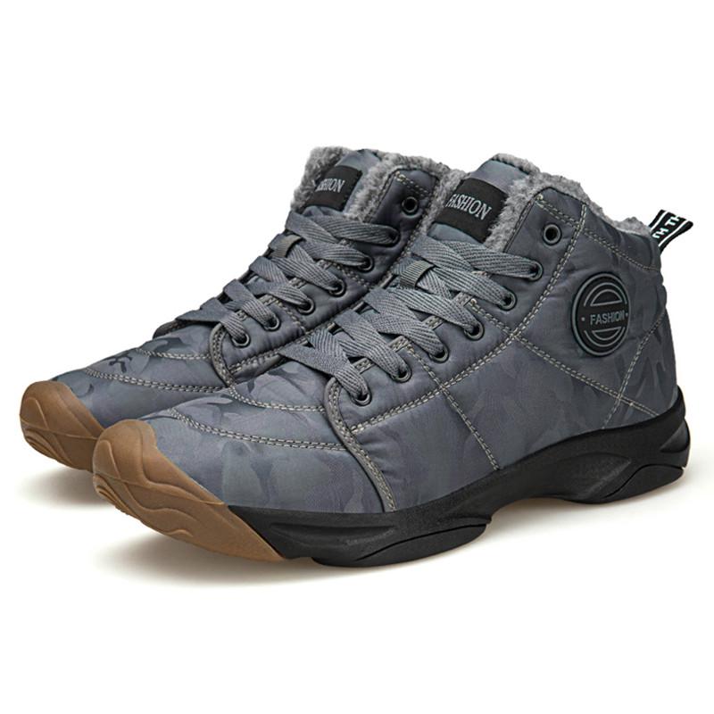 Men Ankle Boots Waterproof Winter Warm Plush Snow Boots Men Outdoor Sneaker Work Boots Male Quilted Boots Big Size 46 47