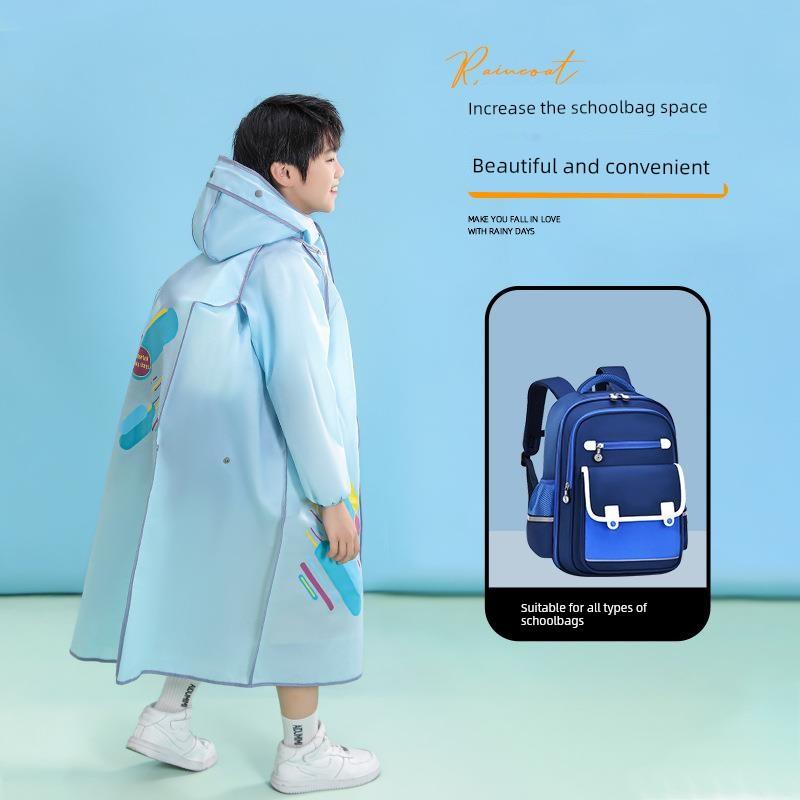 Raincoat for Children, Boys and Girls, Primary and Secondary School Students, with a Special Backpack Compartment, Long Full-Body Rain Poncho for