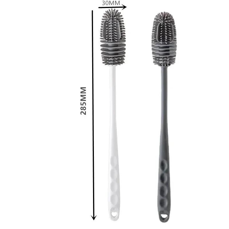 Силиконовая щетка для чашек, щетка для чистки бутылок с молоком, длинная ручка, очиститель для бутылок с водой, щетка для чистки стеклянных чашек, кухонные инструменты для чистки