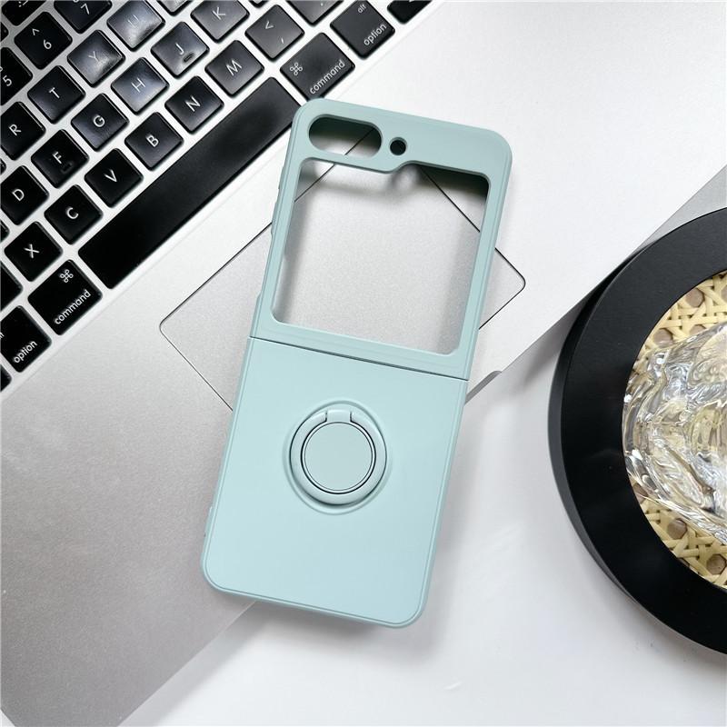Applicable To Samsung Zflip7 Liquid Silicone Zflip6 Ring Mobile Phone Case Zflip4 Folding Screen Protective Case Foreign Trade