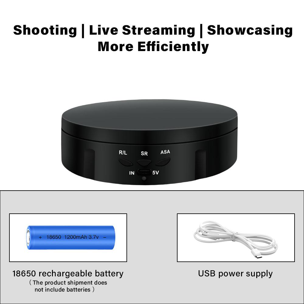 3 Speeds Electric Rotating Display Stand Turntable Mirror Photography Turntable Jewelry Holder, 5.7Inches / 10kg Load