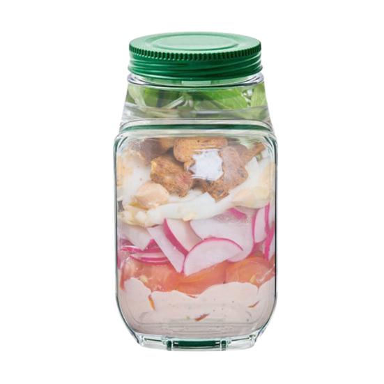 Salad Jar with Side Door Opening Integrated Seasoning Bowl Large