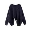 Dam Plus Size Höst Vinter Oregelbunden Tröja Lös Casual Långärmad Stickad Pullover Spliced Stickade Plagg Jumper Toppar
