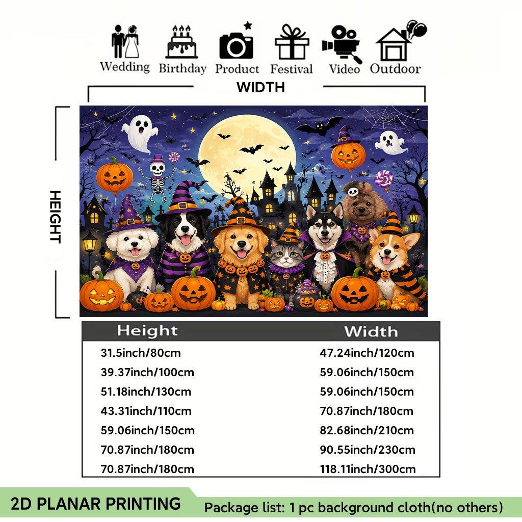 2D flat banner1 piece, Halloween party scene animal shape, suitable for Halloween and Christmas decoration