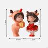 2pcs Christmas Couple Figures Miniature Ornament DIY Art Figure for Lovers