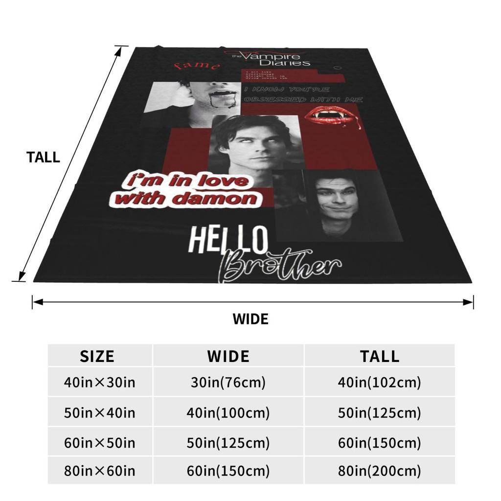 Damon Salvatore The Vampire Diaries Blankets Soft Warm Flannel Throw Blanket Bedspread for Living room Picnic Travel Home Couch