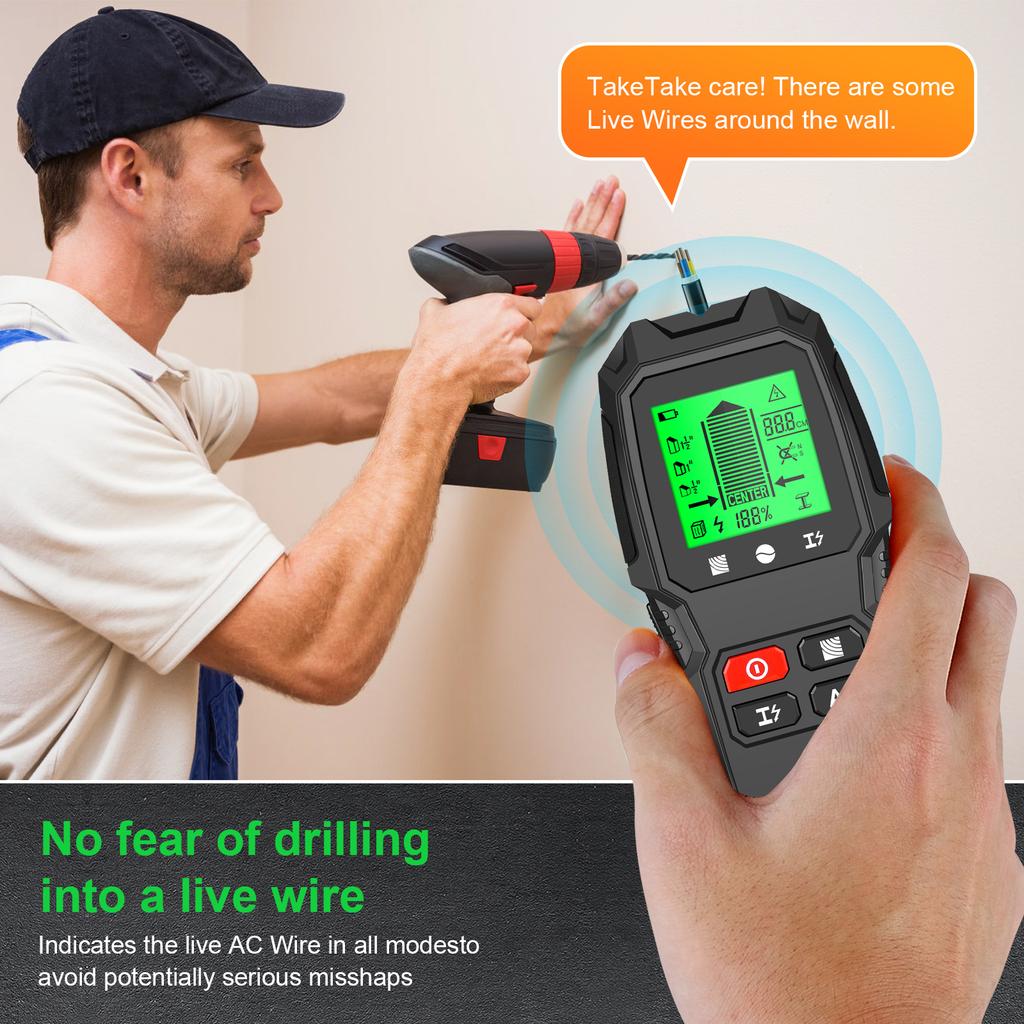 Stud Finder Wall Scanner 5 in 1 Electronic Stud Detector with HD LCD Display Used for Detecting Wood Metal Wire with Warning Function