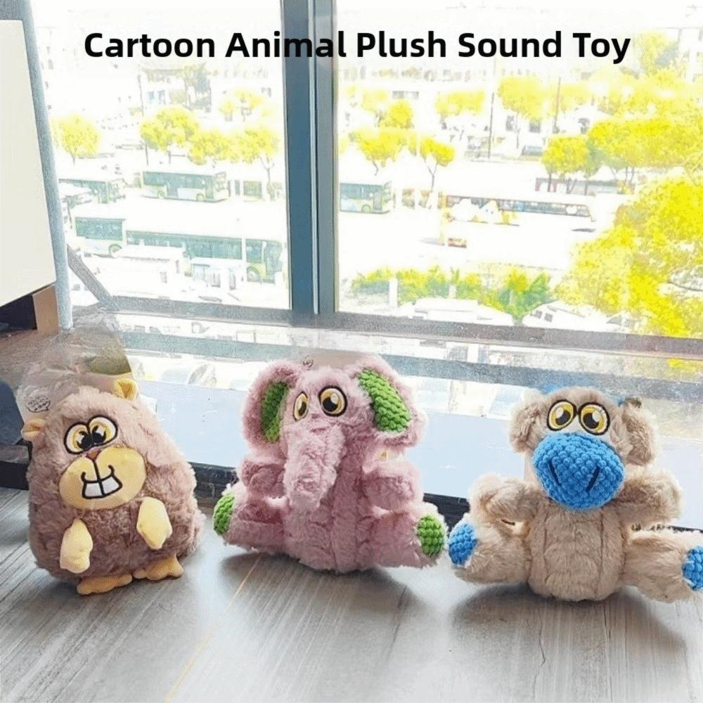 Bite Resistant Dog Chew Toy Wear Resistant Stuffed Animal Squeaky Plush Dog Doll Cartoon Sound-Producing Toy Aggressive Chewers