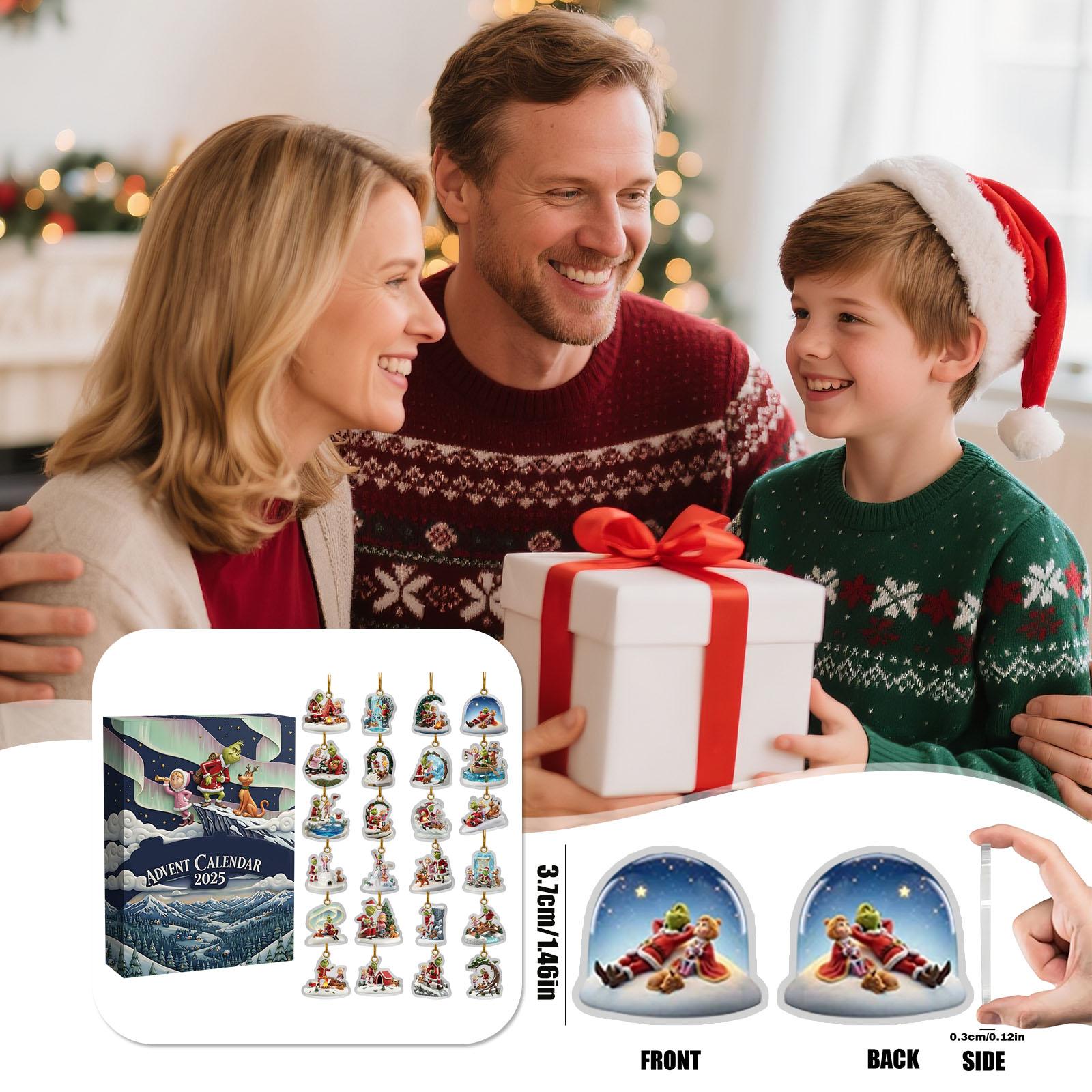 

Календарь Адвента 2025, 24 дня Рождественский календарь обратного отсчета с 24 шт. украшений, Ежедневные сюрпризы для отдыха, 2D акриловые украшения Рождественский декор One Size синий