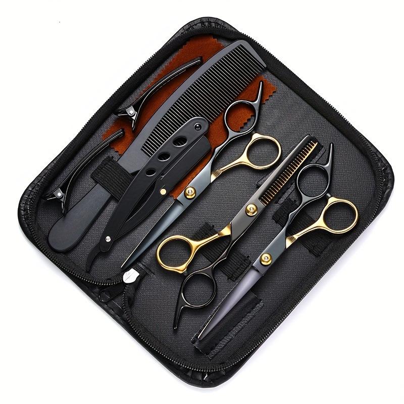 Stainless Steel Hairdressing Scissors Set: Includes Straight Edge and Thinning Scissors for Hair Cutting