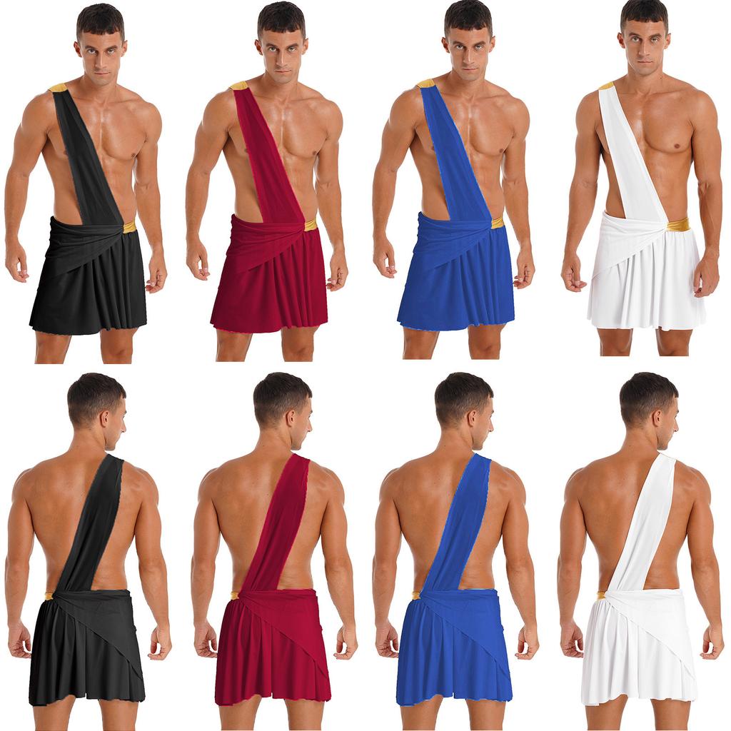 Men's Halloween Role Play Costumes One Shoulder Ancient Greek God Lingerie Knight Warrior Costume Cosplay