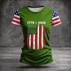 Women’s Short Sleeve Crew Neck T Shirt with 1776 2026 Print and Distressed Flag Graphic Casual Top