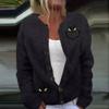 Cardigan Tricot Femme Col Rond Boutonnage Simple Imprimé Floral Manches Longues Vêtement d'Extérieur Décontracté