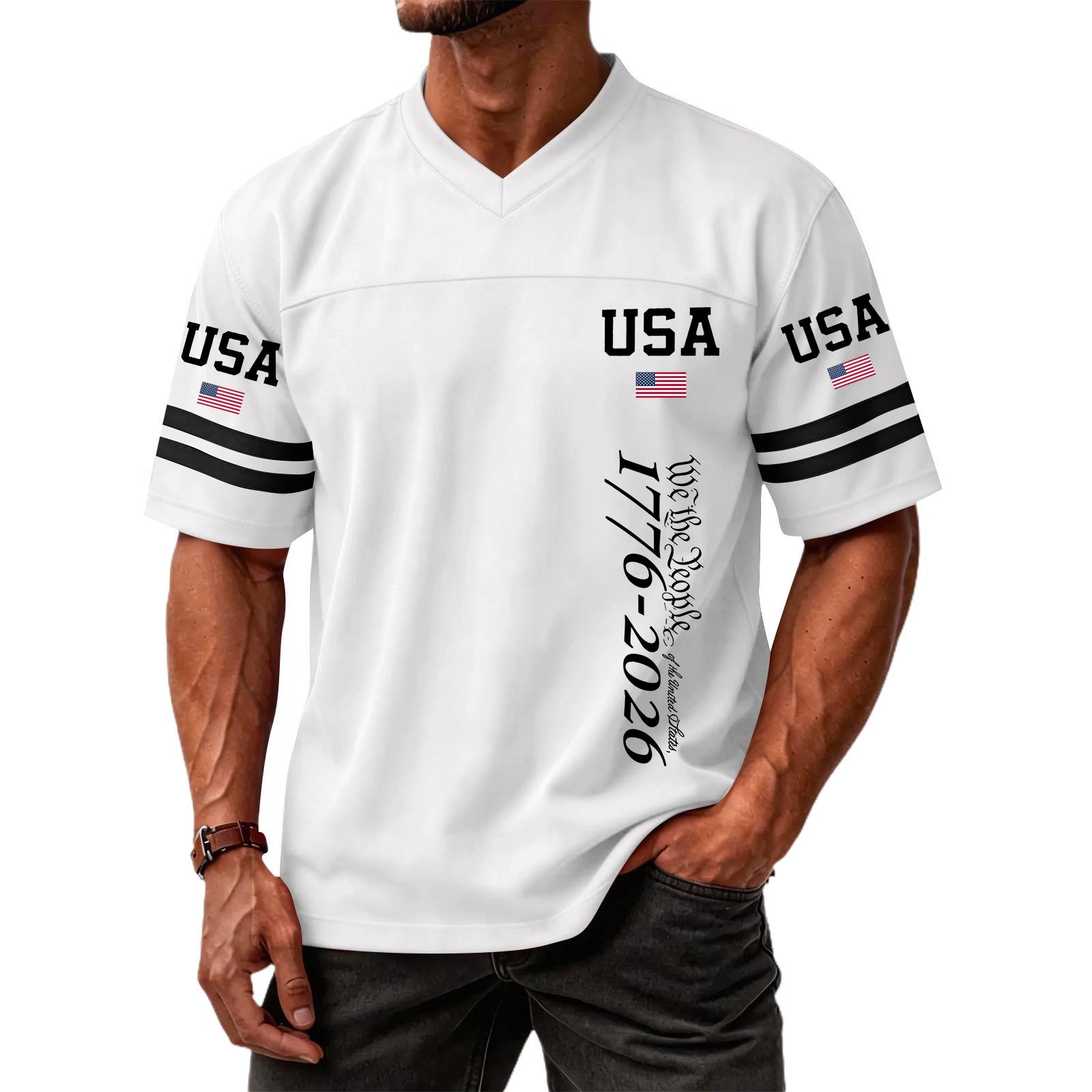 

Men s Casual Fashion V-Neck Independence Day Print Short Sleeve Sports T-Shirt Top XL білий