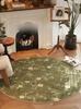 Pastoral Style Living Room Decoration Green Carpet Round Rugs for Bedroom Washable Lounge Floor Mat Anti-slip Bedside Soft Rug
