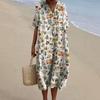 New Imitation Cotton Large Size Women's Shirt Short Sleeve Dress Ocean Vacation Company