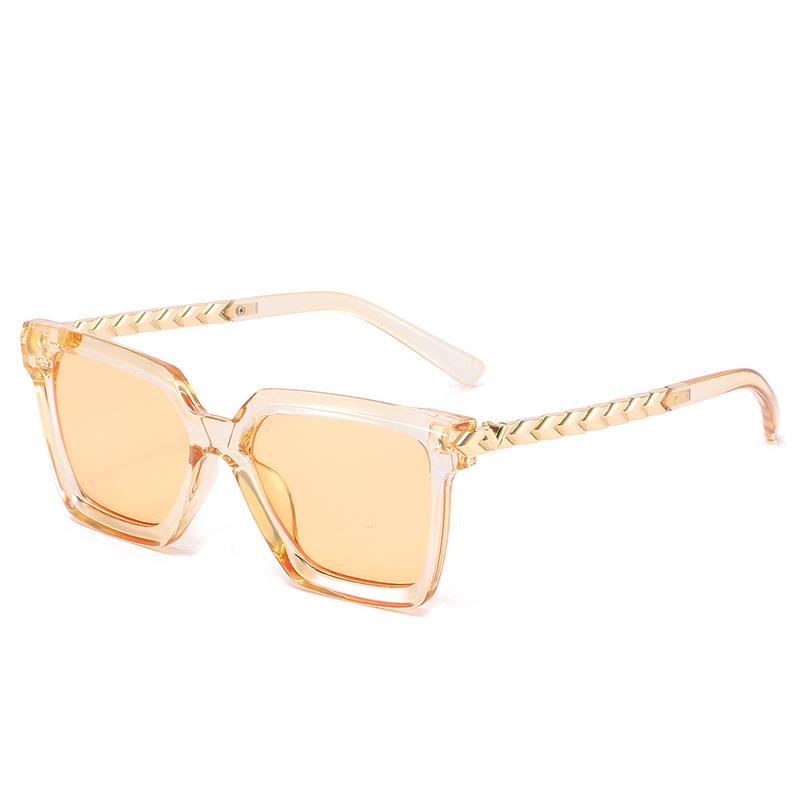 Spring And Summer Warm Color Generous Frame Glasses European And American Personalized Metal Square Sunglasses Women'S Versatile Multi-Color Glasses