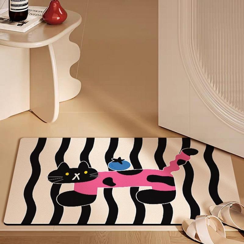 Cartoon Style Bathroom Slip-resistant Mat Dirty and Wear-resistant Diatom Mud Cushion Porch Restroom Door Quick Dry Easy Care Foot Mat