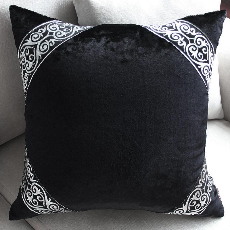 Light Luxury New Chinese-style Elegant Black Thickened Velvet Sofa Cushion Cover Pillowcase Backrests For Living Room Sofa