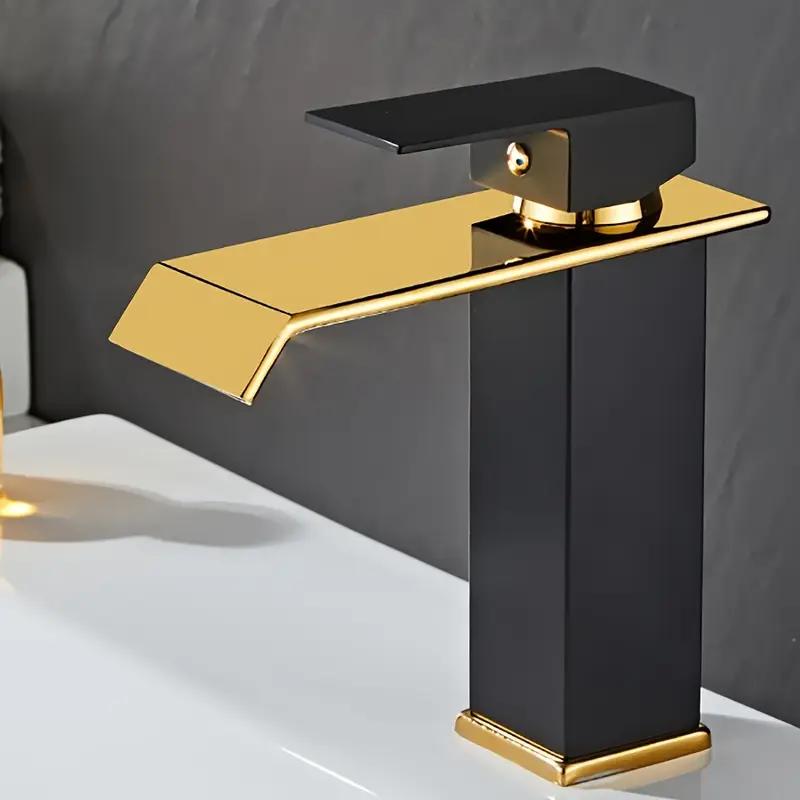 

Luxury Glam Style Waterfall Bathroom Sink Faucet - 304 Stainless Steel, Cold and Hot Water Mixer Tap with Chrome Finish, G1/2