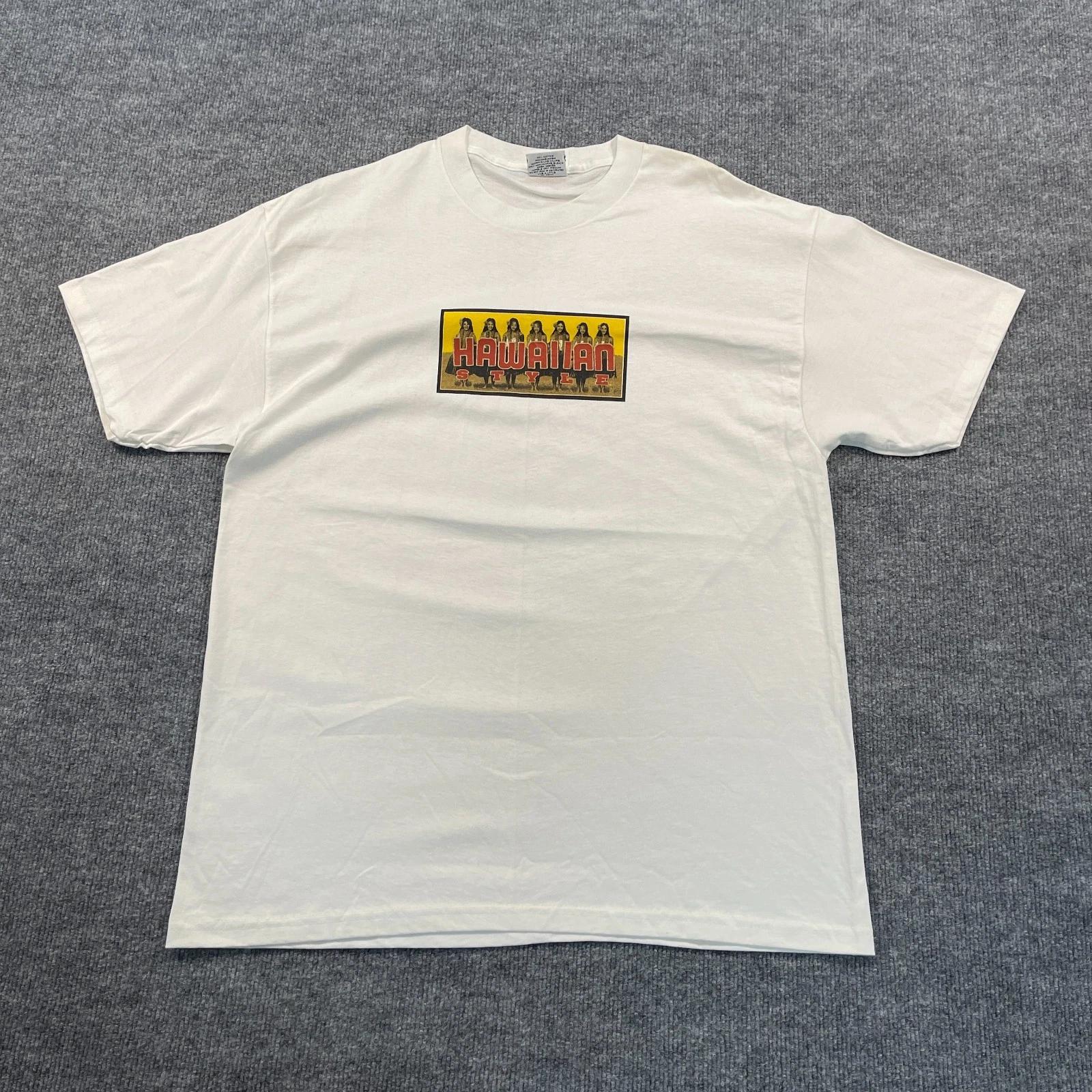 Винтажная гавайская рубашка Kodak HulaDancer 90-х годов, размер L, 22x30, белая 4XL